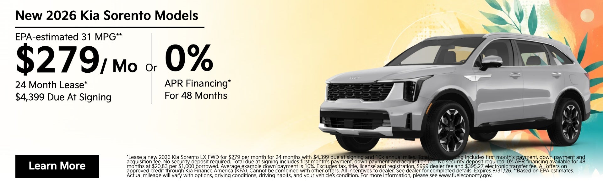 New 2026 Kia Sorento Models